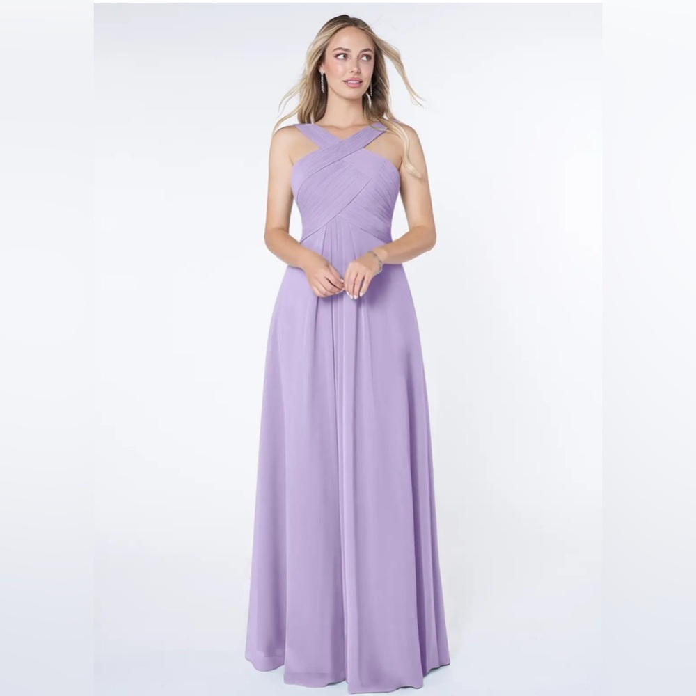 AZAZIE LILAC A-LINE PLEATED CHIFFON DRESS A14 NEW